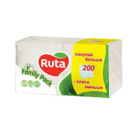 Салфетки Ruta 24 * 24 200л 1ш белые 1шт, 12шт / ящ