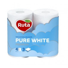 Туалетная бумага Ruta Pure White 4рул 3ш белый 1шт, 16шт / уп