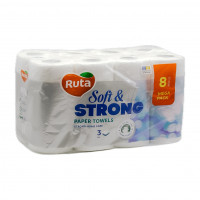 Полотенца бумажные Ruta Soft Strong 8рул 3ш белые 1шт, 3шт / уп
