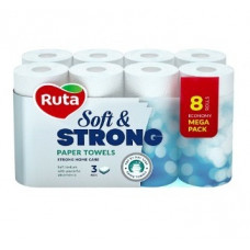 Рушники паперові Ruta Soft Strong 8рул 3ш білі 1шт, 3шт/уп