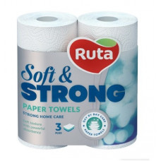 Рушники паперові Ruta Soft Strong 2рул 3ш білі 1шт, 14шт/уп  4820023748651