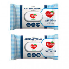 Вологі серветки Ruta Selecta 120шт з антибактеріальним ефектом, 1шт, 9шт/ящ