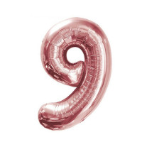 Шарики воздушные 75 см цифра 9 в индивид. упак. розовое золото 9537, 50шт / уп