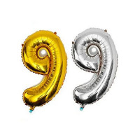 Шарики воздушные 45см цифры от 9 золото / серебро в ассортименте. 8534, 50шт / уп