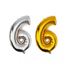 Шарики воздушные 45см цифры от 6 золото / серебро в ассортименте. 8534, 50шт / уп