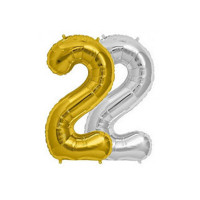 Шарики воздушные 45см цифры от 2 золото / серебро в ассортименте. 8534
