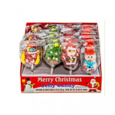 Жувальна цукерка на паличці Merry Christmas новорічна 20г, 32шт/бл, 384шт/ящ