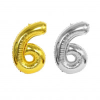 Шарики воздушные 75см цифра 6 в ассортименте серебро/золото 8536, 50шт/уп