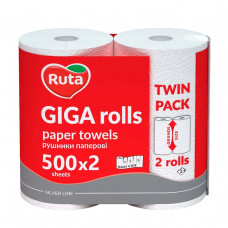 Рушники паперові Ruta Giga Roll  1000 відр. 2шт, білі