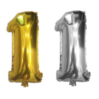 Кульки повітряні 75см цифра 1 в індив. упак. срібло /золото 8537, 24шт/уп