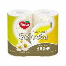 Туалетний папір Ruta Selecta 4рул 3ш білий ромашка 1шт, 14шт/уп