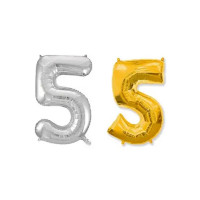 Шарики воздушные 75см цифра 5 в инд. упак. серебро /золото 8537, 24шт/уп