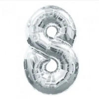 Шарики воздушные 45см цифры 8 серебро 8535