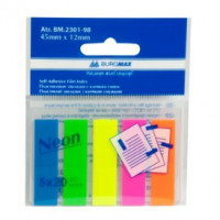 Закладки NEON пласт.з клейким шаром 45*12 мм 5*20 арк JOBMAX асорті BUROMAX 2301-98