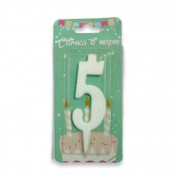 СВЕЧА в торт белая 5