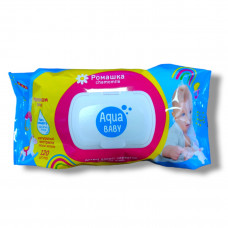 Вологі серветки "Aqua Baby" ромашка з клапаном 120шт (9шт/ящ  4823071656954