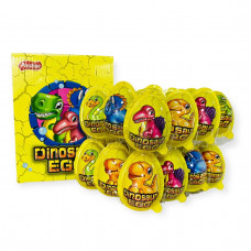 Яйце пластмасове з сюрпризом "DINOSAUR" з кульками печива в глазурі 12гр (24шт)   8680945417570