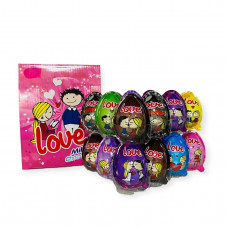 Яйце пластмасове з сюрпризом "LOVE" з кульками печива в глазурі 12гр (24шт)  8580935439713