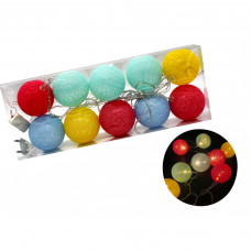 Гірлянда 10ламп теплий колір кулька – кольоровий мікс (2,5м) №10-42