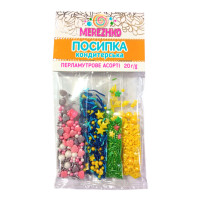 Посыпка "ПЕРЛАМУТРОВОЕ АСОРТИ" МИКС NEW набор ТМ "MEREZHKO" 20г, 5шт/уп, 40шт