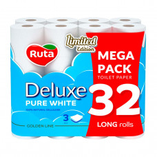 Туалетная бумага Ruta Pure White 32рул 3ш белый 1шт, 1шт / уп