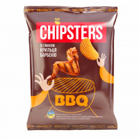 Чипсы Chipster's со вкусом Крыльца барбекю волнистые 120гр 16шт/ящ