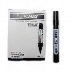 Маркер Buromax 8711-01 перман, водостойкий черный 2-4мм 12 шт.