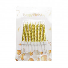 Свечи для торта спираль золотые 8шт/уп 1428