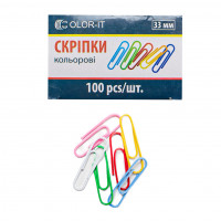 Скрепки 33мм. Color-it цвет. 100шт/уп.