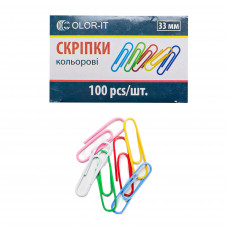 Скрепки 33мм. Color-it цвет. 100шт/уп.
