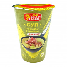 Концентрат быстрого угн. "Суп гороховый из грин.. Вкус бекона" Стакан 28г 50шт/ящ Golden Dragon