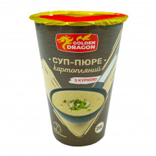 Концентрат быстрого приг. "Суп-пюре картофельный.Куриный вкус" Стакан 28г 50шт/ящ Golden Dragon