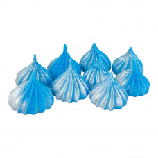 Украшение для торта Мини безе голубые с серебряным сиянием (9шт)