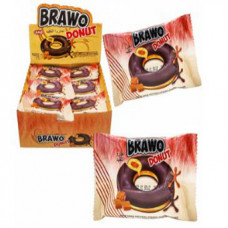 Кекс BRAWO DONAT КАРАМЕЛЬ с начинкой в какао-молочной глазури 50г, 24шт / уп. 144шт / ящ