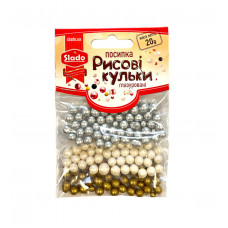 Посипка в стіках №71 рис.кульки глаз."Срібно-білий-золотий" 20г