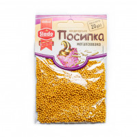 Посыпка круглая металлизированная желтое золото (20г/уп) П148