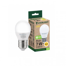 Лампа светодиодная Enerlight G45 Е27 7Вт 3000К (теплый свет) 0310, 1шт, 100шт / ящ