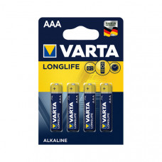 Батарейка Varta Longlife Alkaline сине-золотые ААА R03 блистер 4шт 5072, 40шт /бл