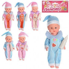 Пупс 8518 20,5см звук, бутылочка, микс цветов, на бат (таблетки)