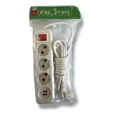 Кабель-подовжувач з в/ви 5м 3роз. + 2USB №305