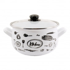 Каструля 704 глиб. скл/кр 5,0 л  d.22 Kitchen WHITE  (Т) 7323940000