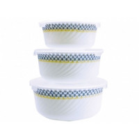 Набір Салатників KH386/S 3-пр з кришкою склокерам Кобальт (14*16*19см)