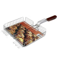 Решетка 025Е целей с дер / ручкой для барбекю 62 * 36 * 4,5 2,3мм