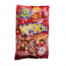Льодяник на паличці POP MANIA MAXXI STRAWBERRY 28гр 48шт/бл 480шт/ящ