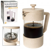 Заварочный чайник 9150 с поршнем 600мл (эко пластик + боросиликатное, укрепленное стекло)