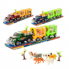 Джип 906-100 инерц., прицеп, животные, 3 цвета, блест., 52-12-10,5см.