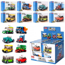 Конструктор SLUBAN M38-B0933 транспорт, от 41дет., 16шт. (8видов) в диспл., 29-20-19см.