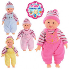 Кукла X 1428-1/1428 хохотун, мякоть, 4 вида одежды, кул., 35-11-8 см.