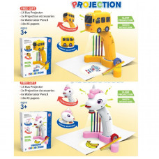 Проектор 6658-6659 слайды/24картинки,бумага,фломастеры 6шт,,свет,на бат.,2 вида(единорог, автобус) Проектор 6658-6659 слайды/24картинки,бумага,фломастеры 6шт,,свет,на бат.,2 вида(единорог, автобус)