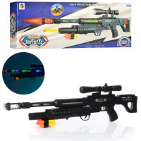 Автомат 929-60 лазер, мягкие шары-присоски, муз., свет, бат., кор., 49-19,5-5,5 см.